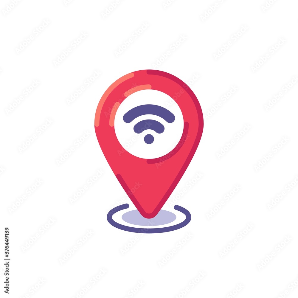 Wifi zone location pin flat icon, vector sign, Wifi map point colorful ...