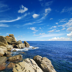  the blue sea and rocks