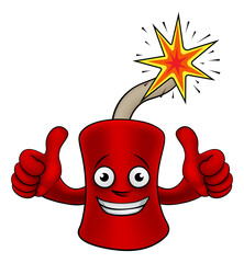 Wall Mural - A firecracker or dynamite cartoon happy firework mascot giving a thumbs up