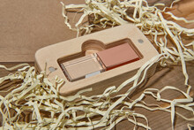 Flash Drive. Steel Glass Card. The Information Carrier. Macro. Nicely Decorated USB Stick On A Wooden Background.