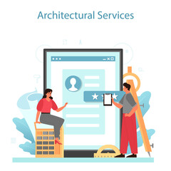 Fototapete - Architecture online service or platform. Idea of building project