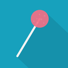 Sweet Pink Lollipop Icon- Vector Illustration