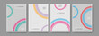 Vector, colorful background pack, colorful template with brushed colorful circle. Contrast colors. Abstract grey background with simple colorful design. Modern visual pattern. Four backgrounds.