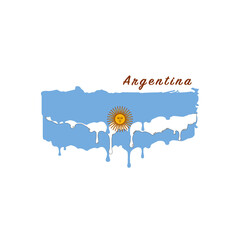 Wall Mural - Painted Argentina flag, Argentina flag paint drips. Stock vector illustration isolated on white background