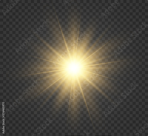 Cuadros en Lienzo A yellow star explodes on a transparent background