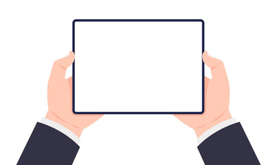 Poster - Tablet in hands. Two hands holding tablet. Vector illustration.