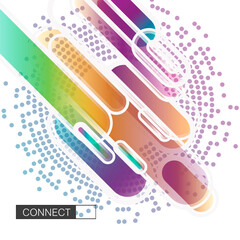 Poster - Abstract dynamic geometric background. Flat dynamic shapes connect. Vector illustration