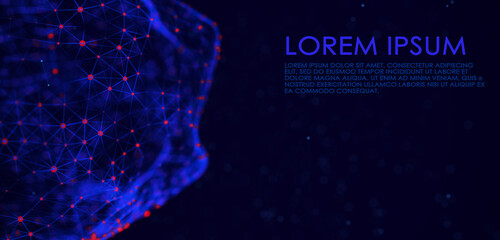 Fototapete - Global network connection. Globe with dots and lines. Scattered points and lines composed of spheres.