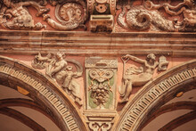 Nice Reliefs With Fairy, Animals, Patterns On Wall Of The 15th Century Rathaus Building. Bremen.