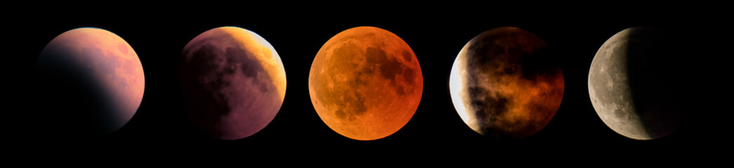 red or blood moon, full moon eclipse in 2018. astronomical picture of red moon starting to rise from