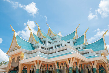 Eastern of Thailand famous temple design by blue tone called Wat Pa Phu Kon