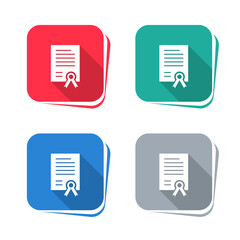 Wall Mural - Certificate icon on square button