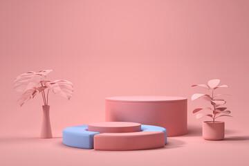 Poster - Soft Pink Product Stage Platform Present background 3d rendering.