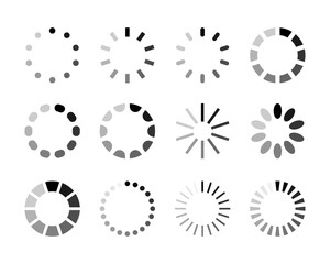 Fototapete - Loading and downloading icon collection. Different shape loading circles. Website icons. Modern preloader set