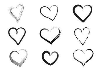 set of hand drawn hearts. vector elements