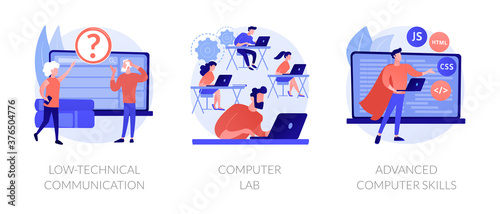 Fotografía Computer skills requirement abstract concept vector illustration set