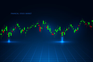 Poster - Stock market graph or forex trading chart for business and financial concepts, reports and investment . Vector illustration