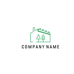 company logo green leaf factory illustration design vector