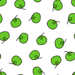 Wall Mural - Seamless pattern of green apples. Vector illustration on a white background.	