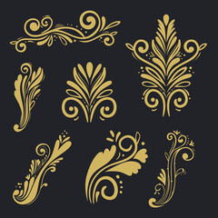 Poster - set of gold decorative elements vector illustration design