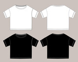 Fototapeta Młodzieżowe - Vector technical sketch of crop top t shirt with short sleeves