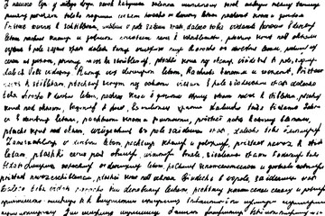 Fototapete - Grunge texture of handwritten unreadable illegible text. Background of unreadable handwritten text. Vector illustration. Overlay template.