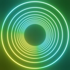 Poster - 3d glowing magic circle frame. Glowing neon fire wave.