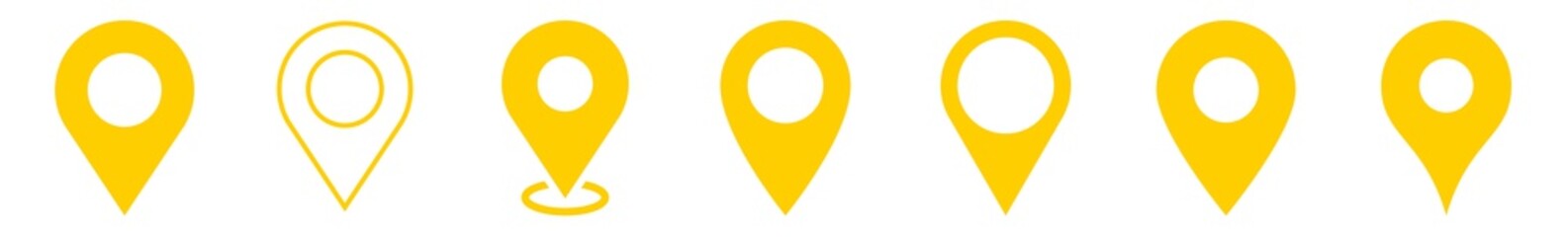 location pin icon yellow | map marker illustration | destination symbol | pointer logo | position si