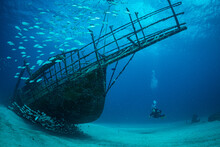 Diver On Wrecks In Sint Maarten
