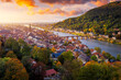 Landmark and beautiful Heidelberg town with Neckar river, Germany. Heidelberg town with the famous Karl Theodor old bridge and Heidelberg castle, Heidelberg, Germany.