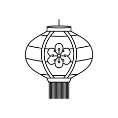 Poster - decorative chinese lamp icon, line style