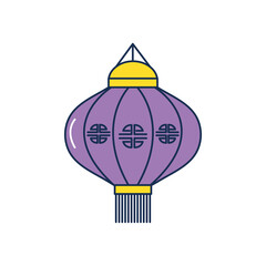 Poster - chinese lantern icon, line fill style