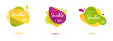 Set Of Smoothie Vector Label. Bright And Shine Stickers, Labels, Tags And Banners For Smoothie. For Badges Of Fresh Market, Detox, Farmers Market, Eco Shop, Smoothies Drinks, Juice Cafe, Green Bar.
