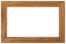 Brown Wooden Picture Frame Isolated On White Background With Clipping Path