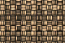 Brown Basket Weave Seamless Background. Classic Cross Woven Texture Decorative Pattern. Natural Wicker Bamboo Effect
