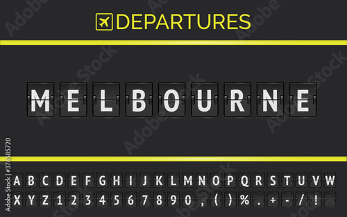 Flight info of destination in Australia Melbourne typed by airport flip board mechanical font with airplane departure icon Tableau sur Toile