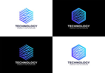 Modern technology circuits creative logo template