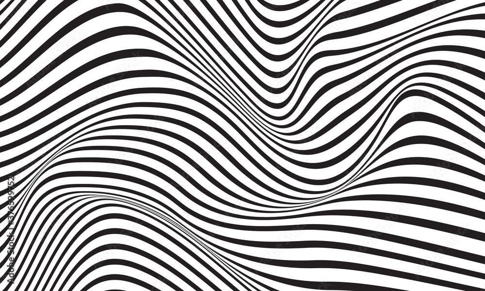 Abstract wave vector background. white and black curved line stripe ...