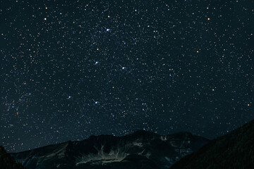 Wall Mural - mountain. backgrounds night sky with stars and moon and clouds.