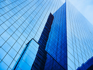 Fototapete - Modern building Glass facade Architecture detail perspective Business background