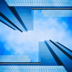 Fototapete - Modern building Glass facade Architecture detail perspective Business background