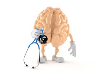 Sticker - Brain character holding stethoscope