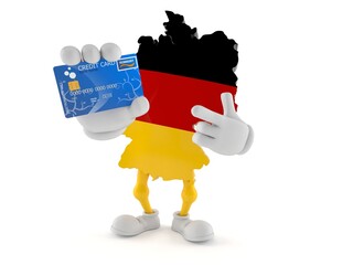 Canvas Print - German character holding credit card