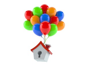 Canvas Print - Small house with colorful balloons