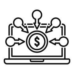Poster - crowdfunding laptop icon. outline crowdfunding laptop vector icon for web design isolated on white b