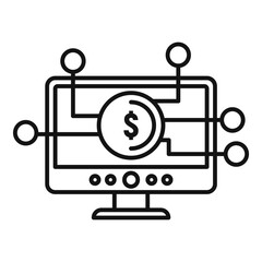 Poster - Crowdfunding computer icon. Outline crowdfunding computer vector icon for web design isolated on white background
