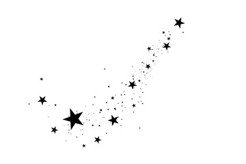 Wall Mural - stars on a white background. black star shooting with an elegant star.meteoroid, comet, asteroid, st