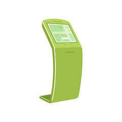 Fototapete - Green self service kiosk flat color vector object. Interactive device for checkout. Touch screen panel for purchasing. Terminal isolated cartoon illustration for web graphic design and animation
