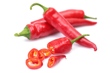 Wall Mural - Chili peppers on white background