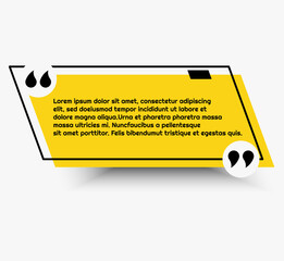 Fototapete - Simple yellow quote banner with quotation marks nad outline